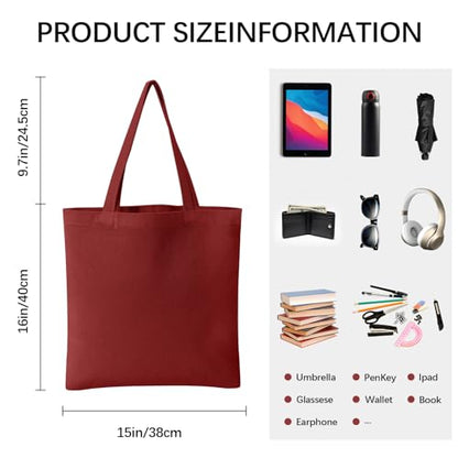 OKBA 10-Pack Blank Reusable Grocery Shopping Cloth Bags canvas tote bags Bulk DIY custom - color: Wine Red Canvas Tote*10pcs