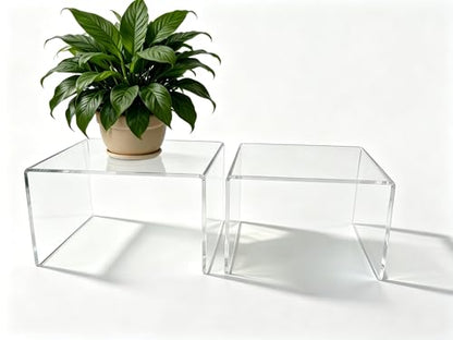 Acrylic Risers 8 & 9 Inch Clear Display Shelves Set 2 - size: 8,9 inch