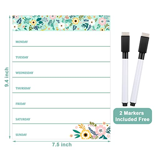 Outus 2 Pieces Magnetic Weekly Dry Erase Boards Erasable, Flower Style - style: Flower Style