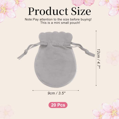 uxcell 20pcs Small Velvet Drawstring Pouches, 3.5"x4.7" Jewelry Bags, Gray - color: Gray, size: 3.5" x 4.7"