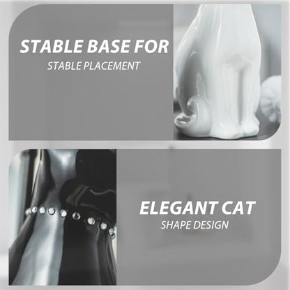 Comeon Ceramic Cat Toilet Brush and Holder Set, Plastic Handle, Black - color: Black, size: Cat