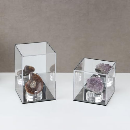 Mirrored Clear Acrylic Box for Collectibles Display, 4x4x4Inch - size: 4x4x4Inch
