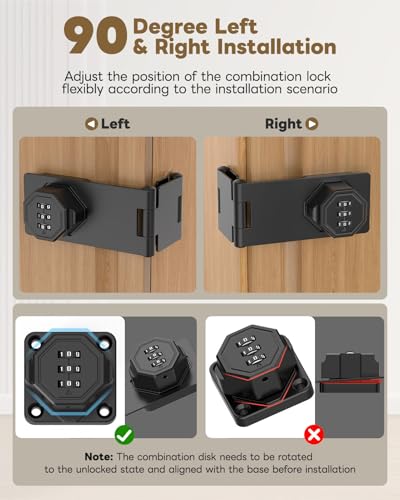 3-Digit Keyless Cabinet Lock with Combination Code - color: Black