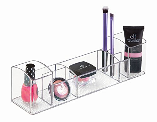 iDesign 43030 Med+ 12" Plastic Divided Vanity Medication and Bathroom Accessory, 12" x 3" x 3.5", Multi-Level Organizer - size: 12-inch, style: Multi-Level Organizer