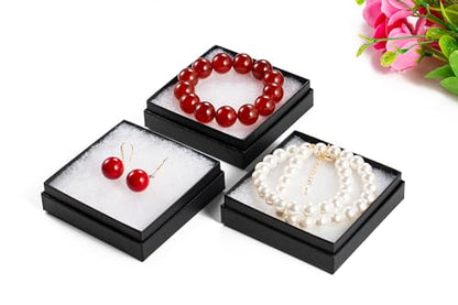 Magicool 20 Pack 3.5x3.5x1 Inch Cardboard Jewelry Boxes,Used for Necklaces,Bracelets,Earrings,Jewelry,Small Gift Packaging,Jewelry Gift Boxes with Lids and Filled with Cotton(Black) - color: Black, size: 3.5x3.5x1 Inch (Pack of 20)