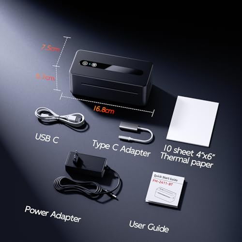 TATTMUSE Bluetooth Thermal Label Printer, 4X6 Shipping Label Printer for Small Business, Thermal Printer Sticker Printer Compatible with Phone, iOS, Android, Windows, Mac, Amazon, Shopify - color: Black