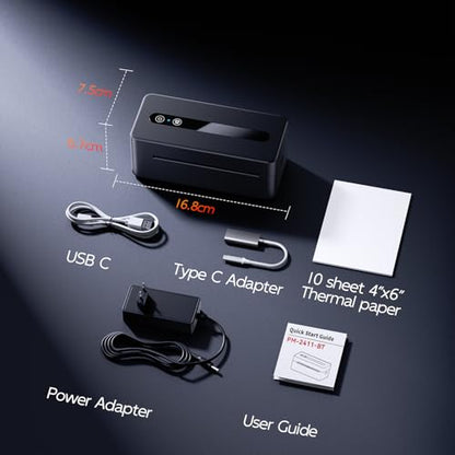 TATTMUSE Bluetooth Thermal Label Printer, 4X6 Shipping Label Printer for Small Business, Thermal Printer Sticker Printer Compatible with Phone, iOS, Android, Windows, Mac, Amazon, Shopify - color: Black