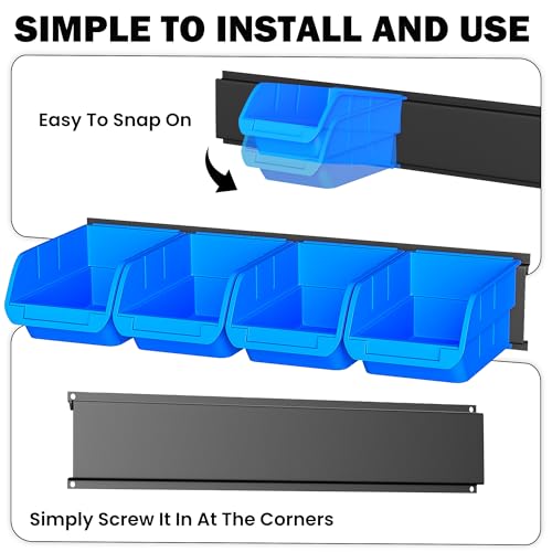 Ultrawall Wall Mounted Storage Bins, Plastic Hanging Storage Organizer Bins - color: Blue