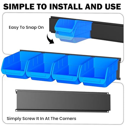 Ultrawall Wall Mounted Storage Bins, Plastic Hanging Storage Organizer Bins - color: Blue