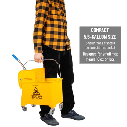 Mind Reader 5.5-Gallon Mop Bucket with Wringer for Small Mops, Yellow - size: Mop Bucket Only