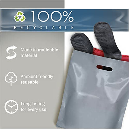 12x15 Silver Plastic Bags, Medium, Glossy Finish, 2 Mil Thick, 100 Pack
