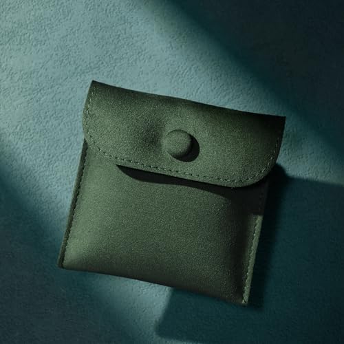 Oirlv Velvet Earring Pouch Travel Case, Green - color: Green, size: 2.76"×2.76"