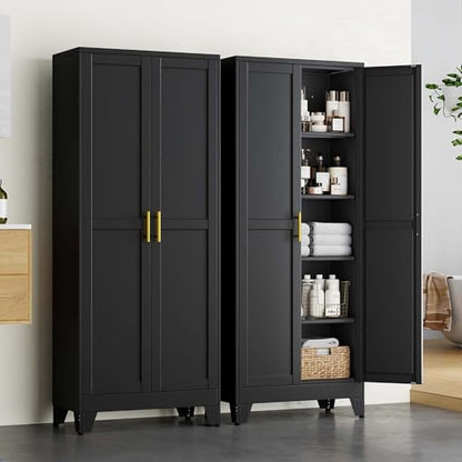 pozdeg 71" Black Steel Tall Garage Storage Cabinet - color: Black, size: 14.33"D x 28.74"W x 71"H