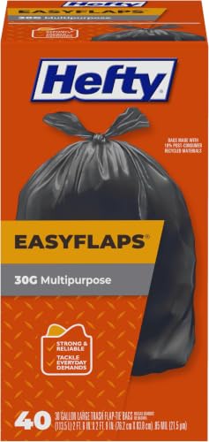 Hefty Easy Flaps Multipurpose Large Trash Bags, 30 Gallon, 40 Count (Pack of 6) - size: 40 Count (Pack of 6)