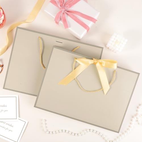 woric 2 Pcs Gift Bags with Handles, 14" Medium Gift Bag with Tissue Paper - color: Gold