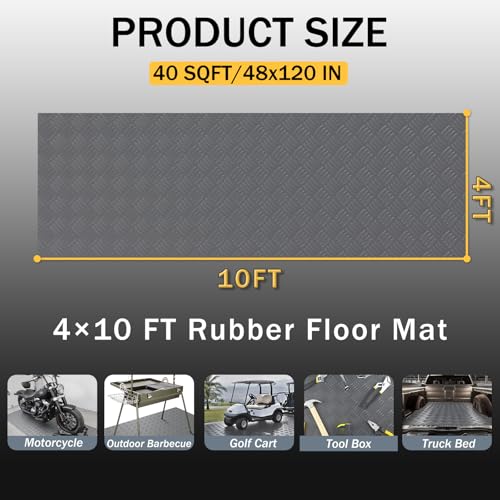 StellarStar 4x10 FT Garage Floor Mat, 2mm Thickened Ribbed Diamond Plate - color: Gray(4-Tier Diamond), size: 4x10 FT