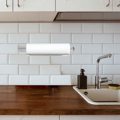 Paper Towel Holder - Eolax Under Cabinet Paper Towel Bar for Kitchen, Wall Mount Self Adhesive or Drilling Paper Towel Rack, 304 Stainless Steel (Chrome) - color: Chrome