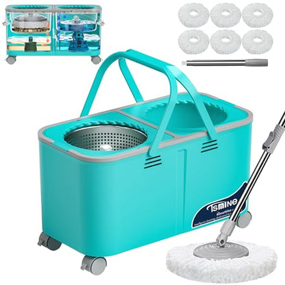 RinseWise Easy-Use Gen 2 Mop Bucket, Clean/Dirty Water Separation, Blue - color: Easy-use Gen 2-blue