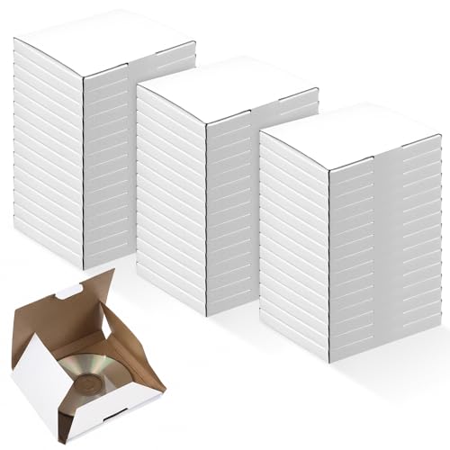 50 Pcs CD Shipping Boxes, 5 5/8" x 5" x 7/16" CD Mailer Box, Cardboard Small Corrugated Bags for Shipping, Moving, Storage, or Small Business Packaging (White)