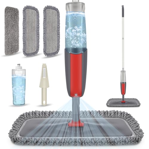 Spray Mops for Floors Cleaning: Hardwood Floor Mop Wet Dry Mop Refillable - color: Red