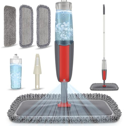 Spray Mops for Floors Cleaning: Hardwood Floor Mop Wet Dry Mop Refillable - color: Red