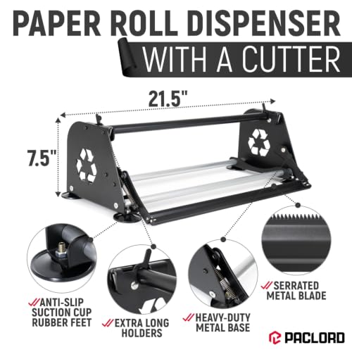 18" Paper Dispenser with Cutter + Black Kraft Paper Roll - color: Black, size: 1 Roll + Dispenser