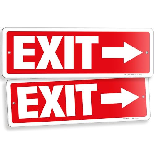 iSYFIX Exit Signs 2 Pack 12x4 Inch with Directional Right Arrows - color: Metal Right, size: 2 Pk 12x4