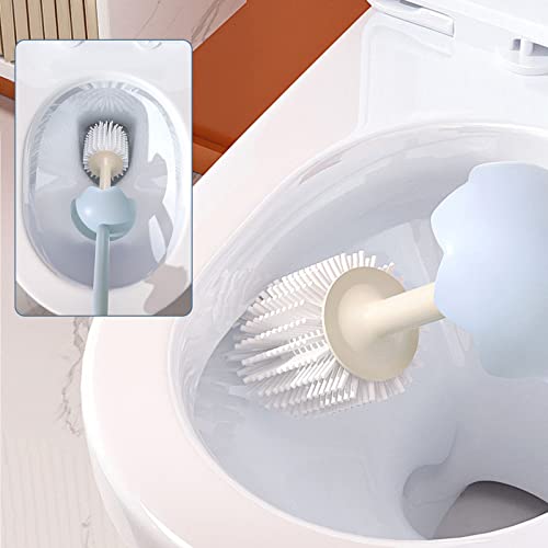 Toilet Brush Dinosaur Shape,Cute Shape Look, TPR Bristles Round Brush, Compact Size Toilet Brushes Floor Standing, 1-Pack - color: Blue