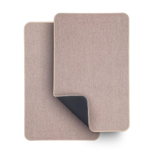 Bath Mat,Ultra Thin Bathroom Rugs,Rubber Bath Mats for Bathroom,Bath rugs - color: Beige, size: 1'5" X 2'3" (2 Pack)