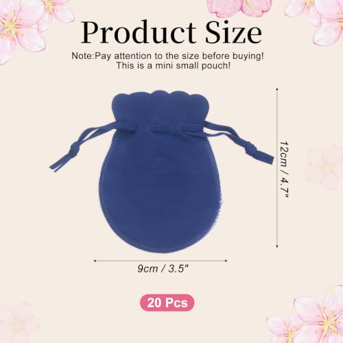 uxcell 20pcs Small Velvet Drawstring Pouches, 3.5"x4.7" Jewelry Bags, Blue - color: Blue, size: 3.5" x 4.7"
