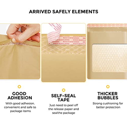 Fuxury Kraft Bubble Mailers 4x8" Brown Padded Envelopes 50 Pack Usable 4x7" - color: Brown, size: 4x8" 50PC