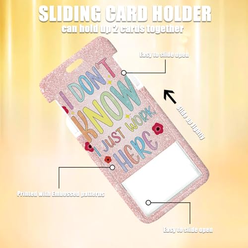 I Don't Know I Just Work Here Lanyards for ID Badges, Funny ID Badge Holder with Lanyard Retractable Badge Holder/Reel Lanyard, Teacher Student Office Gifts - color: I Just Work Here