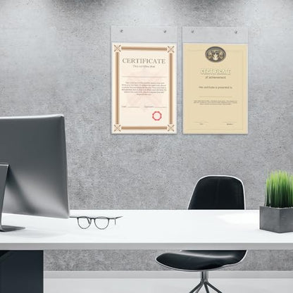 Fullhawl 3 Pack 8.5x14 Acrylic Wall Mount Sign Holder Clear Paper Document Holder with Hardware Floating Picture Frame for Certificate Notices Upcoming Events Office Restaurant Healthcare Facilities