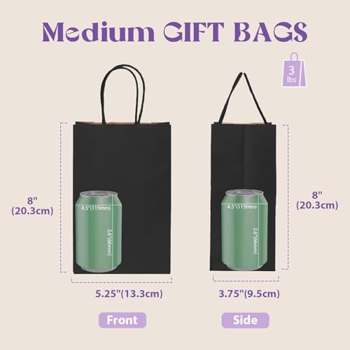 MESHA Paper Gift Bags 1000Pcs 5.25x3.75x8'' Black Small Kraft Bags Bulk - color: Black 5.25x3.75x8 Inch, size: 1 Count (Pack of 1000)
