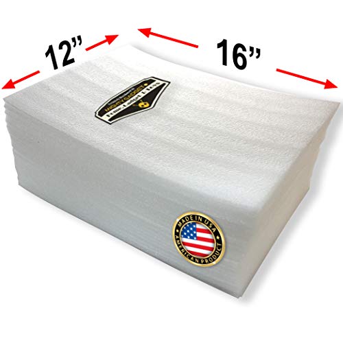 50 Pack of Mighty Gadget (R) Large 16" x 12" x 1/16" Foam Wrap Sheets, Safely Wrap Dishes, China, and Furniture, Foam Wraps Cushioning for Moving Storage Packing and Shipping Supplies (White)