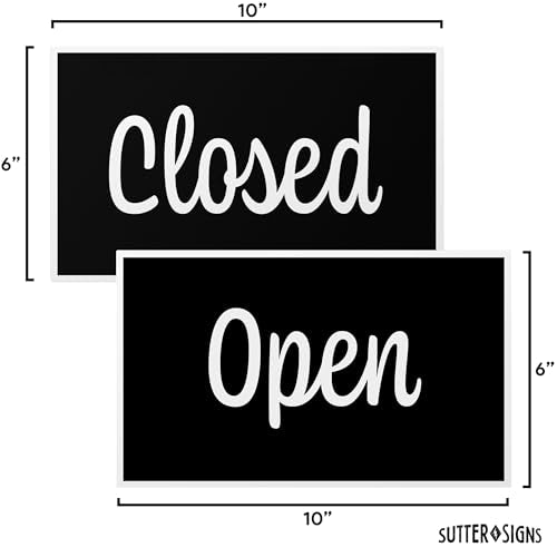 Open Closed Sign for Business, 10" x 6" - color: Black/White