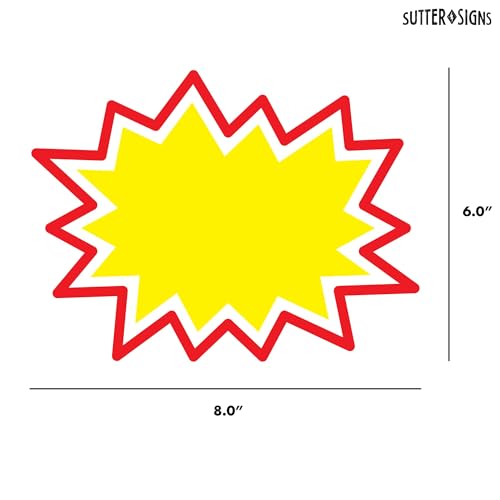 Starburst Signs with Stickers 100pcs - color: Yellow, size: 6x8