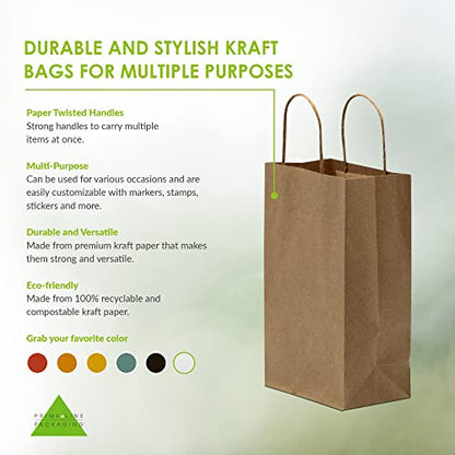 Prime Line Packaging Mini Shopping Bags, Gift Bag Bulk 6x3x9 In, 200 Pack - size: 6x3x9 Inch