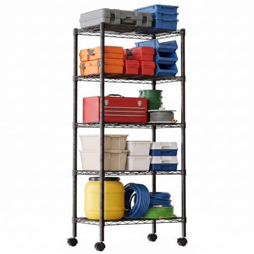 DUMOS 5-Tier Metal Storage Shelves, Shelving Unit, Storage Rack, 23" W - size: 5 Tiers