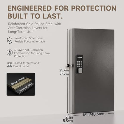 96 Key Lock Box Smart Key Organier Cabinet with Keypad & App for Office - size: 2.3inx16inx25.6in