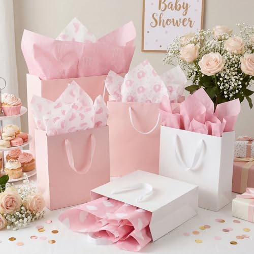 woric 120 Sheets Pink Tissue Paper Bulk 20 x 14 Inch - color: Pink Baby Shower