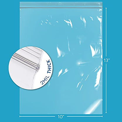 GPI - 10" x 13" Zip Bags, 100 Count, Clear Plastic Reclosable Zipper Poly Baggies, with Resealable Zip Top Lock. for Freezer, Apparel, Clothing, Food, Home & Office Supplies. - size: 10" x 13"