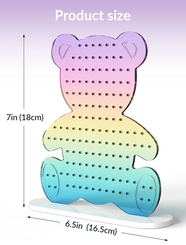 NiHome Earring Holder Organizer 140 Holes Acrylic Bear Jewelry Stand - color: Rainbow Gradient