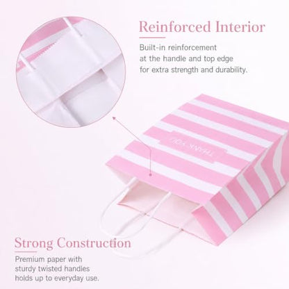 Small Gift Bags with Handles,50pcs Kraft Paper Bags,Thank You,Pink - color: Pink Thank You