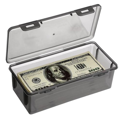 Hipiwe Plastic Cash Money Box Black Currency Tray Organizer with Lid - size: 1 Pcs