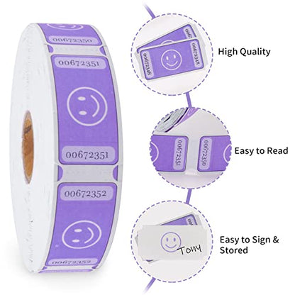 LLIKED Smile Raffle Tickets Each Tickets 1"x2" 1000 Single Roll Purple - color: Purple