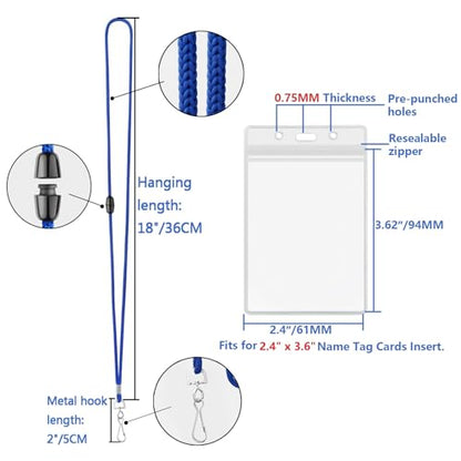 Breakaway Lanyards for ID Badges 25 Pack with Clear Vertical Badge Holders - color: Breakaway Blue, size: 25 Pack
