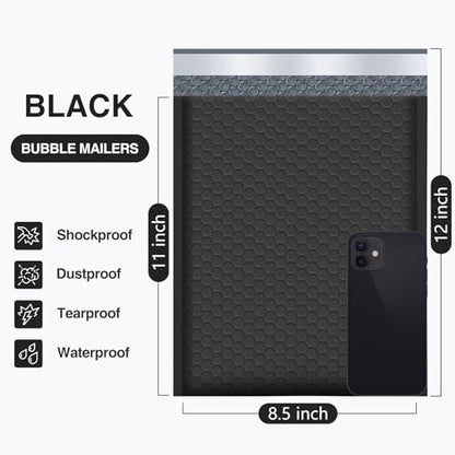 UCGOU Bubble Mailers 8.5x12" 40 Pack Usable Size 8.5x11" Black Shipping Bag - color: Black, size: 8.5x12" 40PC