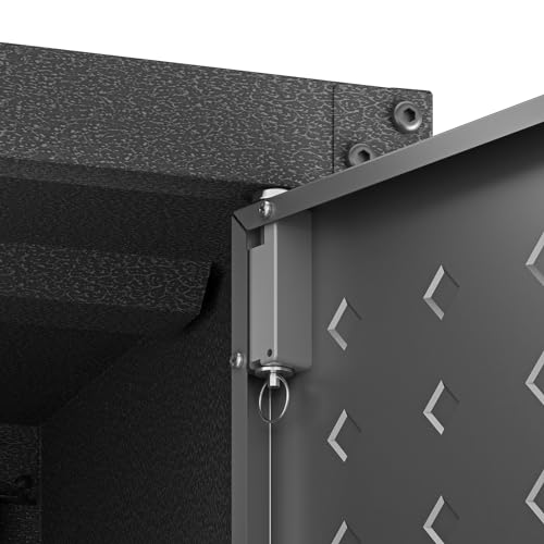 Manhattan Comfort Fortress Textured Metal 31.5" Garage Mobile Cabinet with 1 Full Extension Drawer and 2 Adjustable Shelves, Black/Gray - color: Black/Grey, style: Storage Cabinet