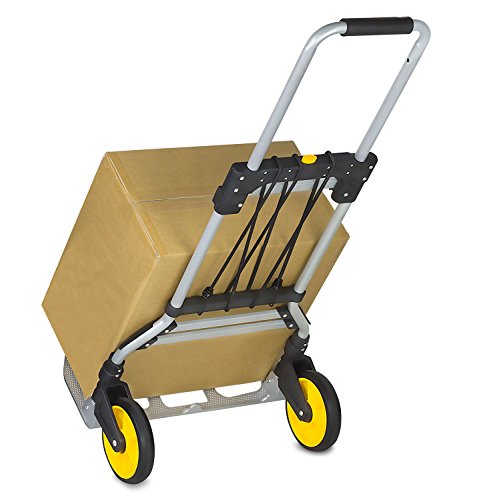 Mount-It! Folding Hand Truck and Personal Dolly, Aluminum Trolley, Heavy Duty 264 Lb Capacity Cart, Dolly Cart with Wheels of Durable Rubber, Soft Grip Telescoping Handle for Indoor Outdoor, Foldable - size: 264 Lb Capacity